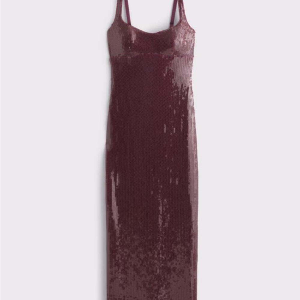 Abercrombie & Fitch Burgundy Sequin Midi Dress - Picture 2 of 6